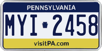PA license plate MYI2458