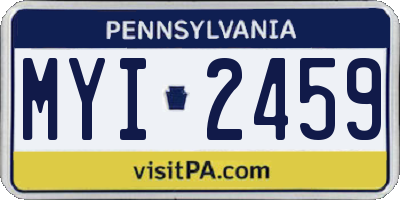 PA license plate MYI2459