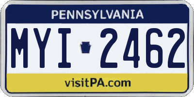 PA license plate MYI2462
