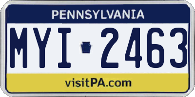 PA license plate MYI2463