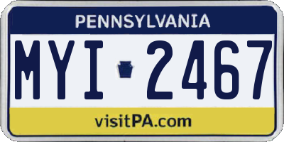 PA license plate MYI2467