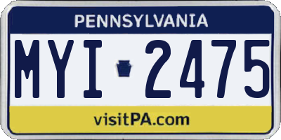 PA license plate MYI2475