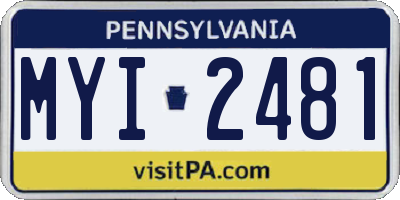 PA license plate MYI2481