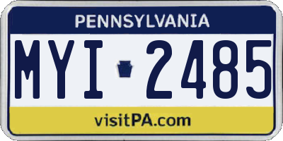 PA license plate MYI2485