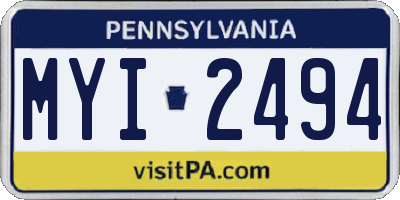 PA license plate MYI2494