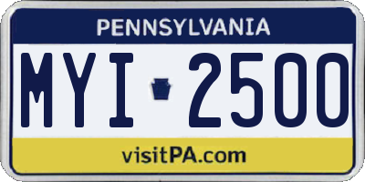 PA license plate MYI2500