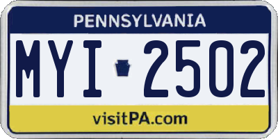 PA license plate MYI2502