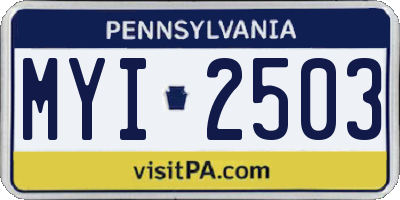 PA license plate MYI2503