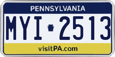 PA license plate MYI2513