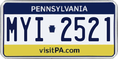 PA license plate MYI2521