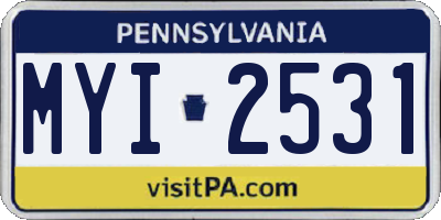 PA license plate MYI2531
