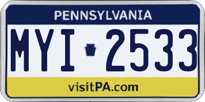 PA license plate MYI2533