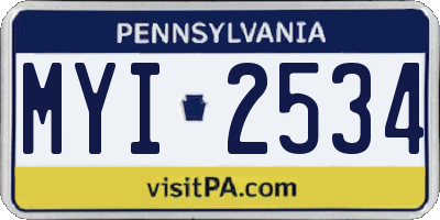 PA license plate MYI2534