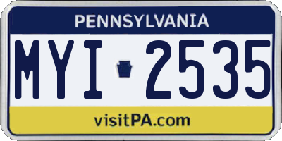 PA license plate MYI2535