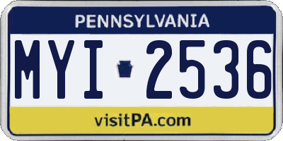 PA license plate MYI2536