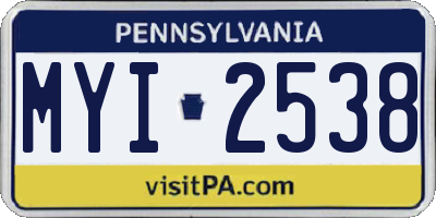 PA license plate MYI2538