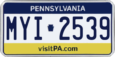 PA license plate MYI2539