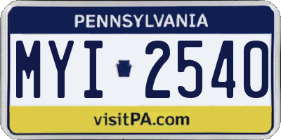 PA license plate MYI2540