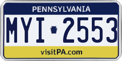 PA license plate MYI2553