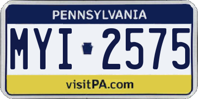 PA license plate MYI2575