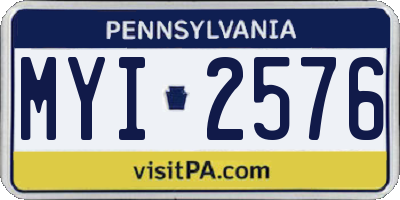 PA license plate MYI2576