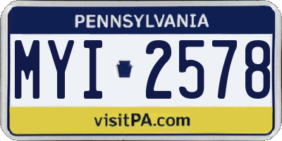 PA license plate MYI2578