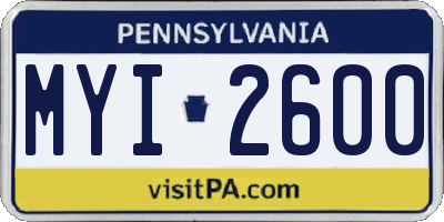 PA license plate MYI2600