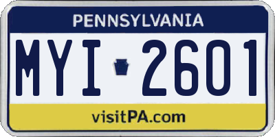 PA license plate MYI2601