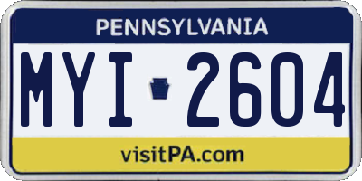 PA license plate MYI2604