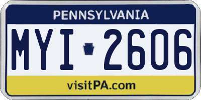 PA license plate MYI2606