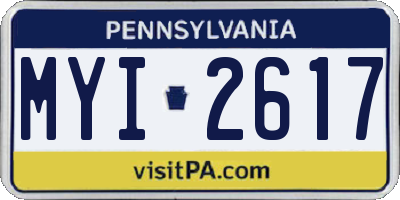 PA license plate MYI2617