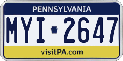PA license plate MYI2647