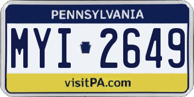 PA license plate MYI2649