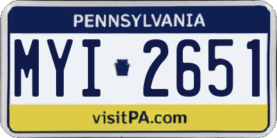 PA license plate MYI2651