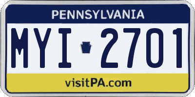 PA license plate MYI2701