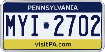 PA license plate MYI2702