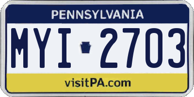 PA license plate MYI2703