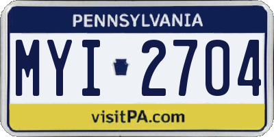 PA license plate MYI2704