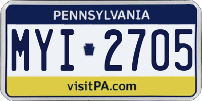 PA license plate MYI2705