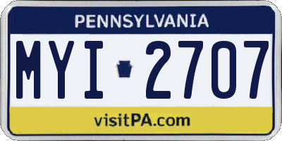 PA license plate MYI2707