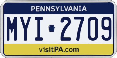 PA license plate MYI2709