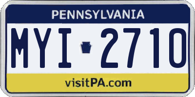 PA license plate MYI2710