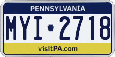 PA license plate MYI2718