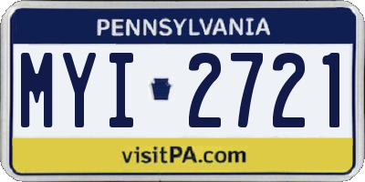 PA license plate MYI2721