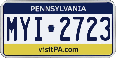 PA license plate MYI2723