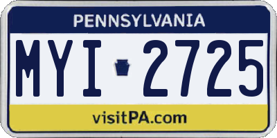 PA license plate MYI2725