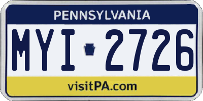 PA license plate MYI2726