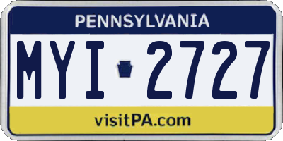 PA license plate MYI2727