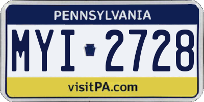 PA license plate MYI2728