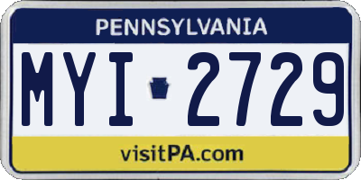 PA license plate MYI2729